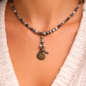 Silpada Metallic Hematite Beaded Necklace with Charm Drop